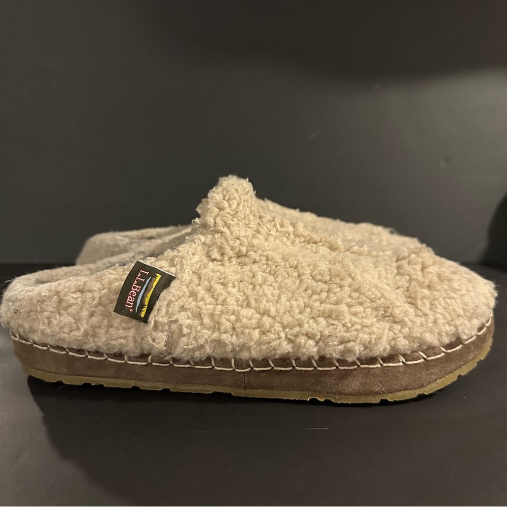 LL Bean Cozy Slide Slip On Sherpa Fleece Women’s Size 10